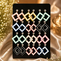 Colorful Geometric Drop Earrings – Trendy Crystal Jewellery Set
