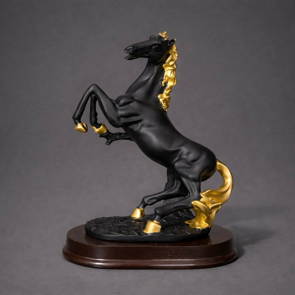 Horse statue angle showing sturdy base