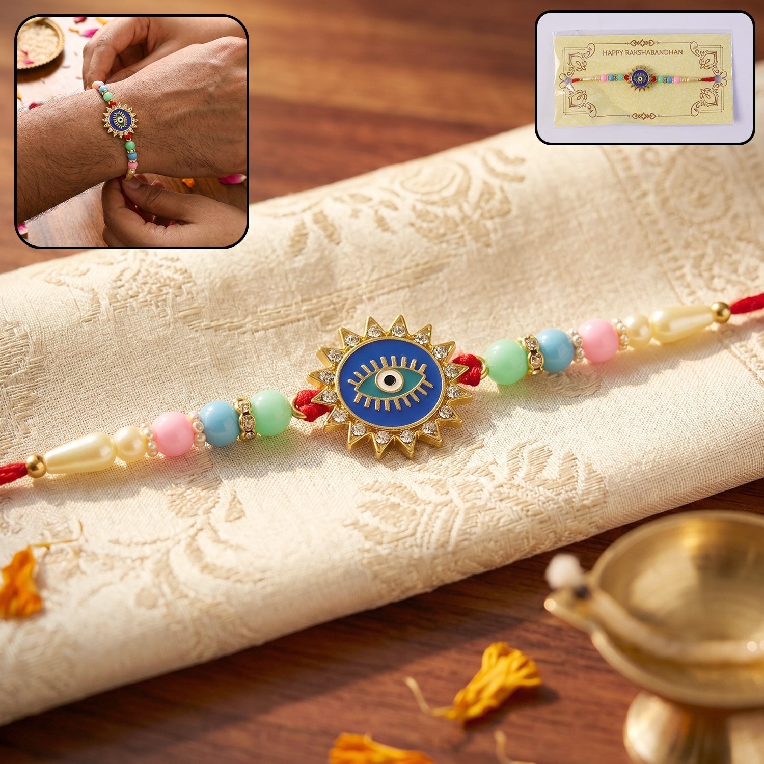 Evil Eye Sun Rays Rakhi Stylish & Protective for Bhai (10pcs)