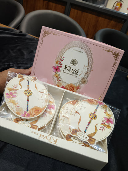 12 Pcs Multicolor Floral Rakhi Set with Decorative Box – Designer Rakhi for Brothers