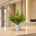 Artificial Bamboo Leaf Plant with White Pot Green Leaves for Home Office Table Decor