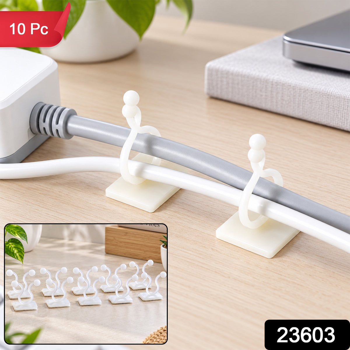 Self Adhesive Clips for Wire and Cable Routing Along Walls (10 Pc)