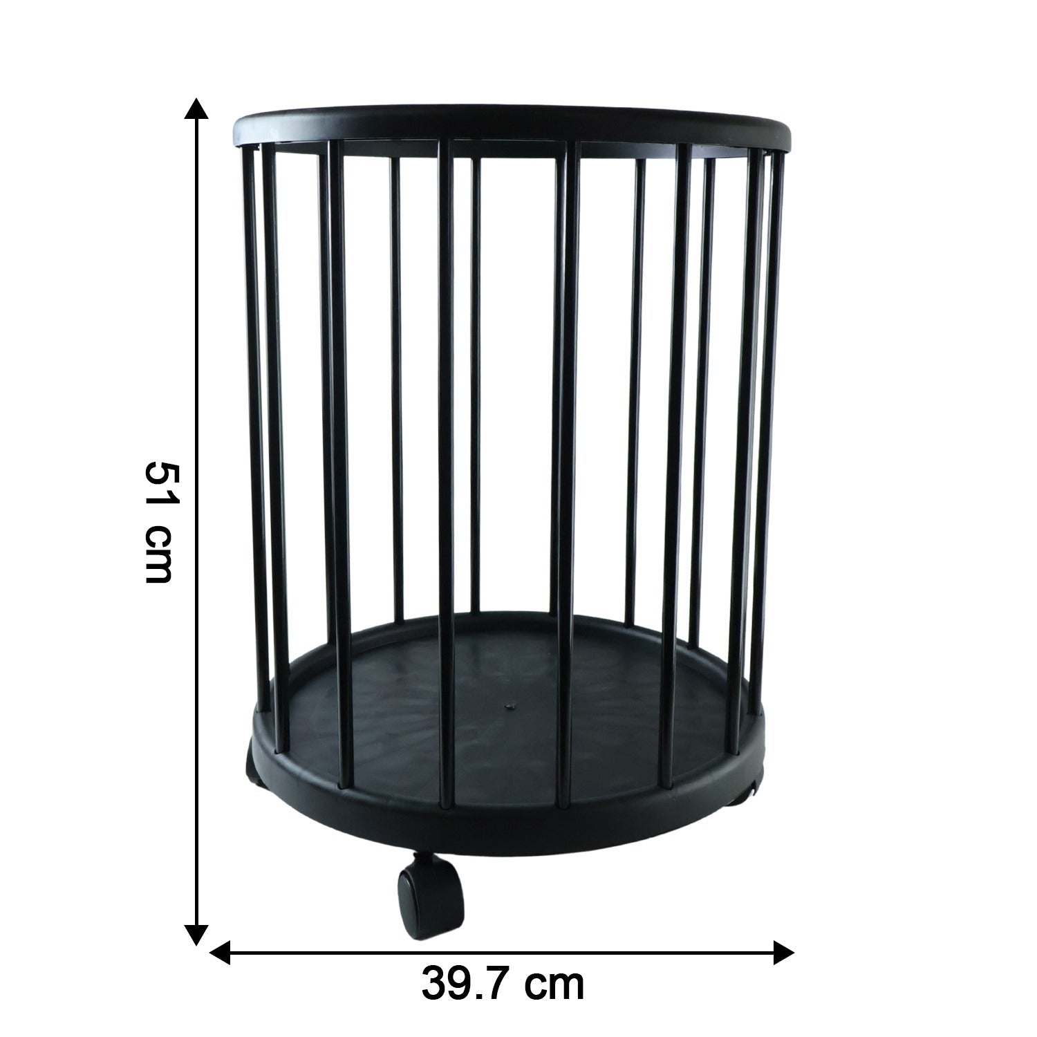 Metal Laundry Basket with Wheels, Round Standing Dirty Clothes Hamper (1 Pc)