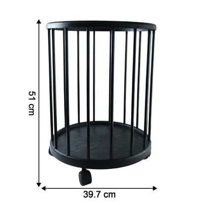 Metal Laundry Basket with Wheels, Round Standing Dirty Clothes Hamper (1 Pc)