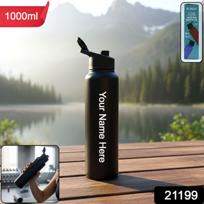 Customized Stainless Steel 1000ml Flip-Top Reusable Sports Water Bottle – 1 Pc