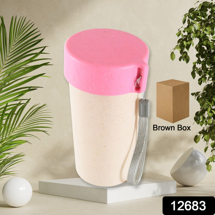 12683 Travel Coffee Cup Portable Water Bottle Wheat Straw Coffee Tea Mug Coffee Mug with Lids for Coffee Tea (300 ML Approx)