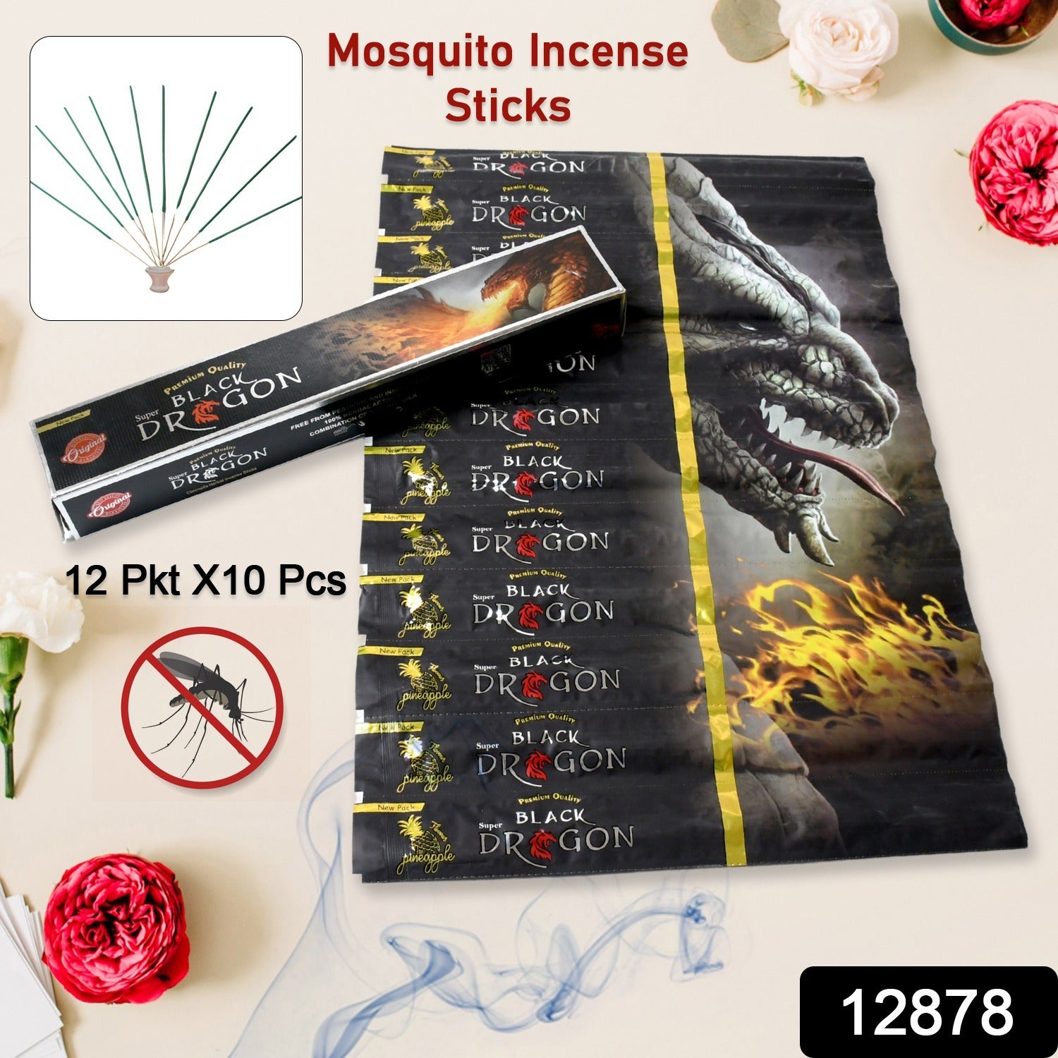 Mosquito Agarbatti Stick Herbal 1 Box ( 12 Packet / 120 Sticks )