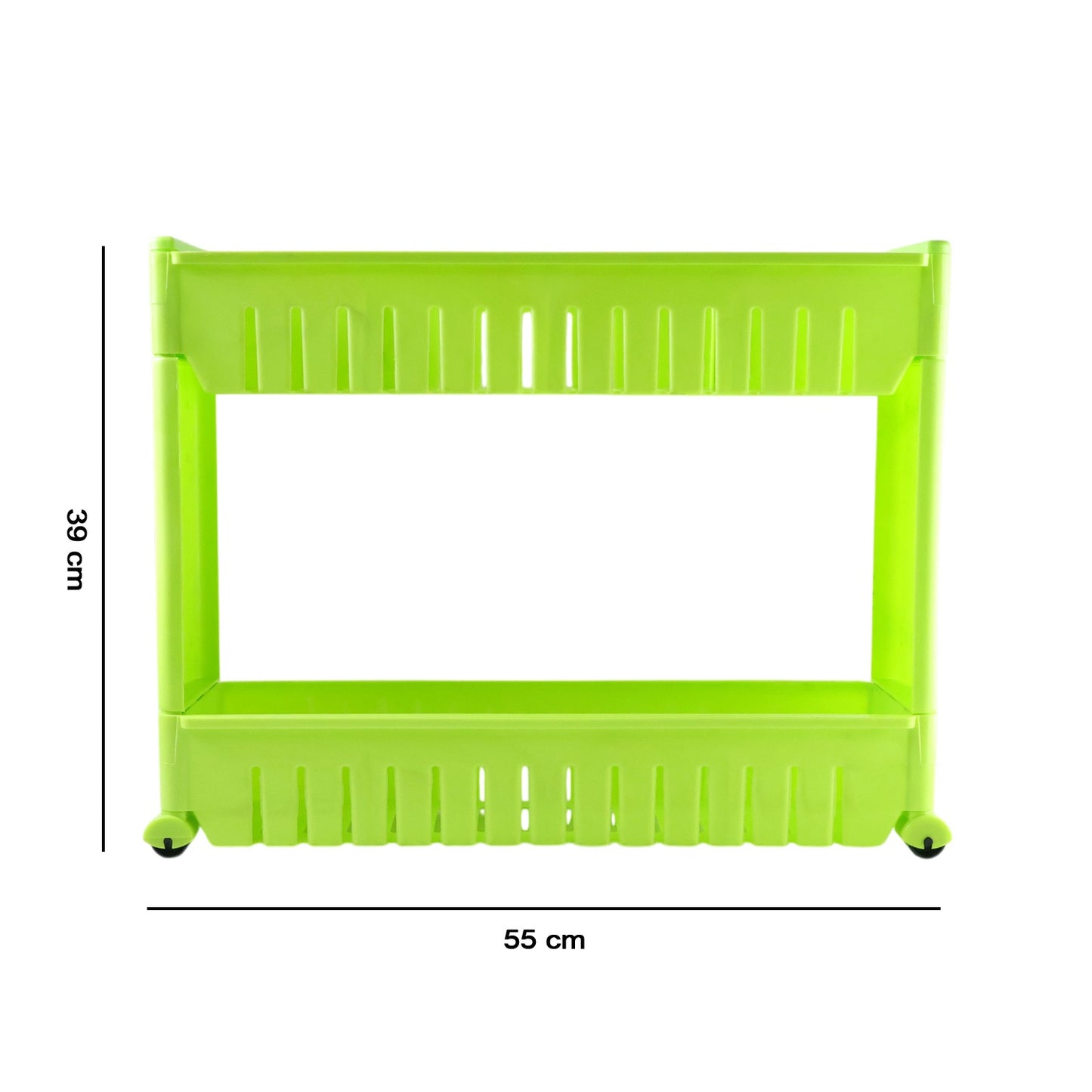 Prexo Plastic 2 Layer Slim Storage Rack with Wheels