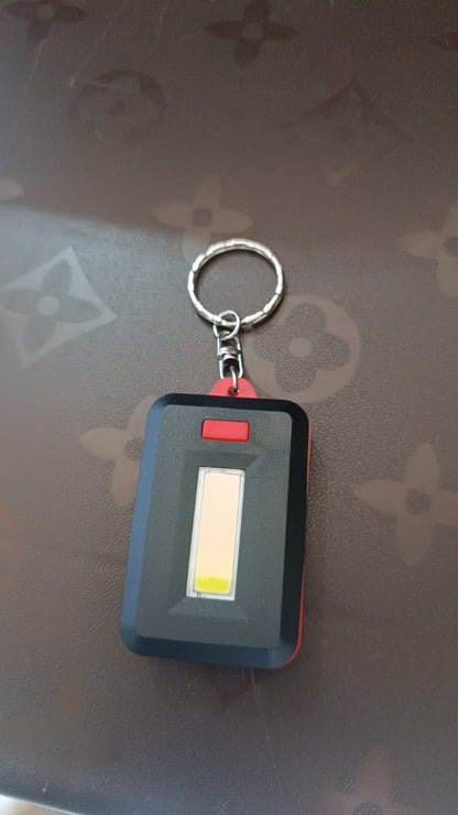 LED Keychain COB Light with Hook & Loop Sticker. 3 Light Modes (1 Pc / Battery Not Included)