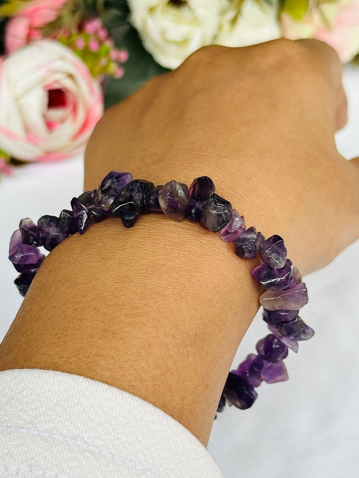 Attract Luck, Enhance Intuition, Improve Health & Skin Amethyst Thread Bracelet & Certified