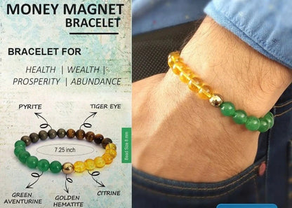 Money Magnet Bracelet Crystal Round Beads Stone Bracelet for Unisex