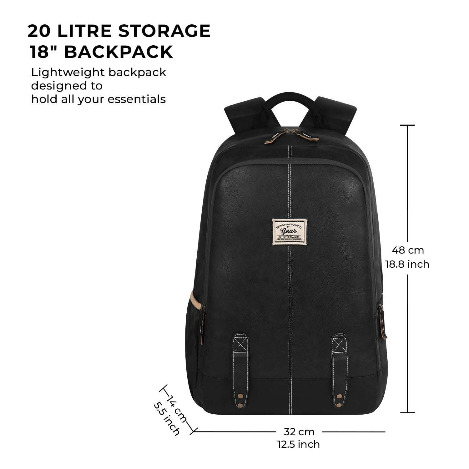 GEAR Laptop Back Pack Classic Faux Leather Black