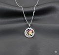Rainbow Butterfly Necklace – Enamel with CZ Halo Pendant