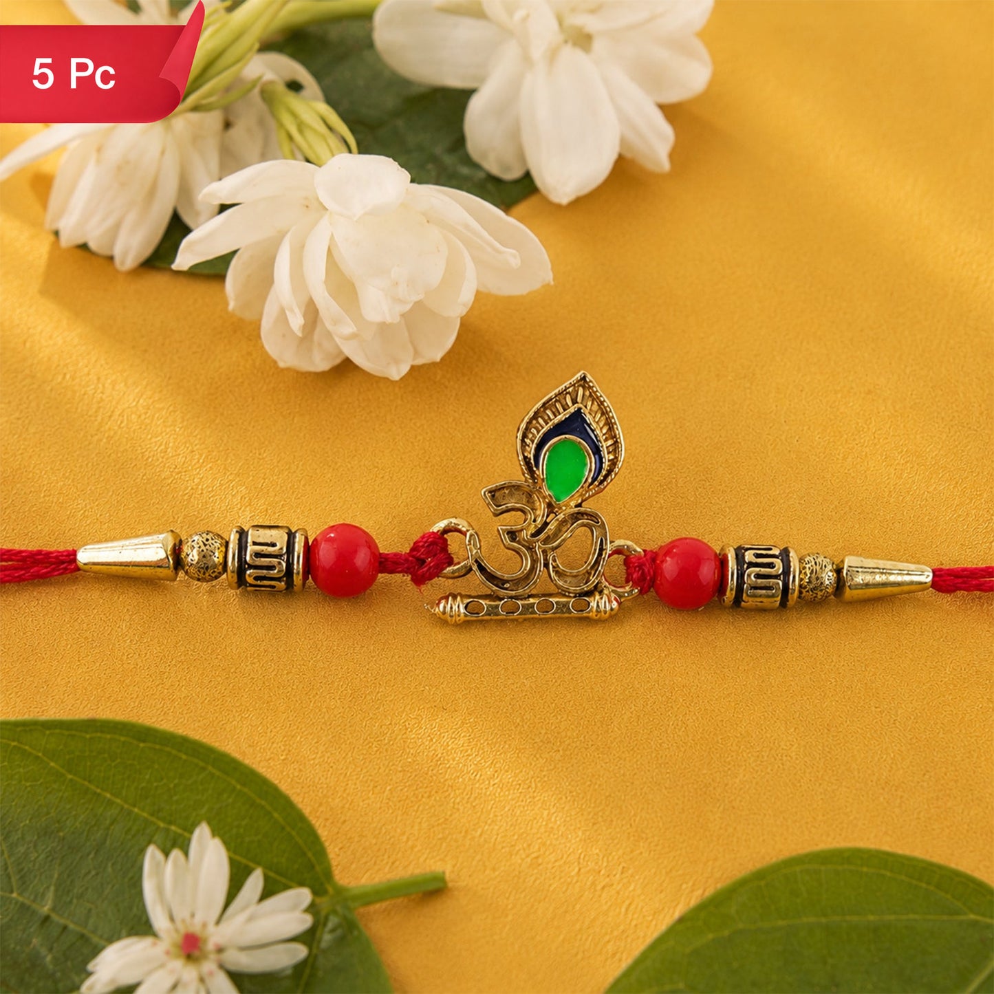 Beadwork Rakhi for Brothers Traditional Design for Raksha Bandhan (5pcs)