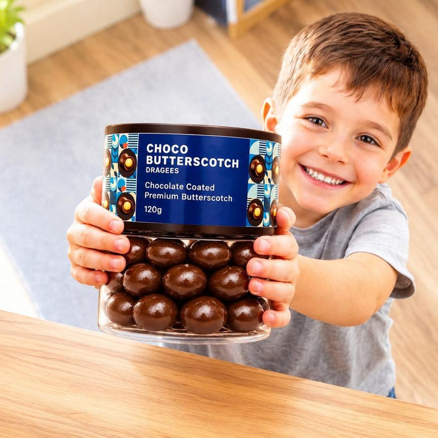 A bowl filled with delicious Oracle Choco Butterscotch Dragees, perfect for sharing as a festive treat.