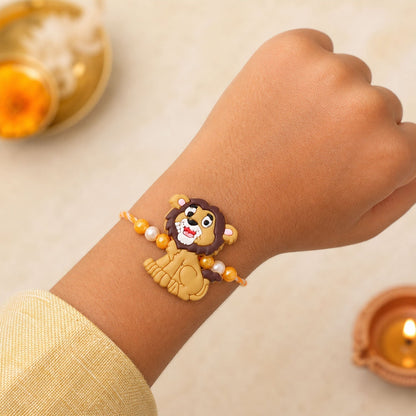 Lion Character Kids Beaded Rakhi for Brothers (5pcs)