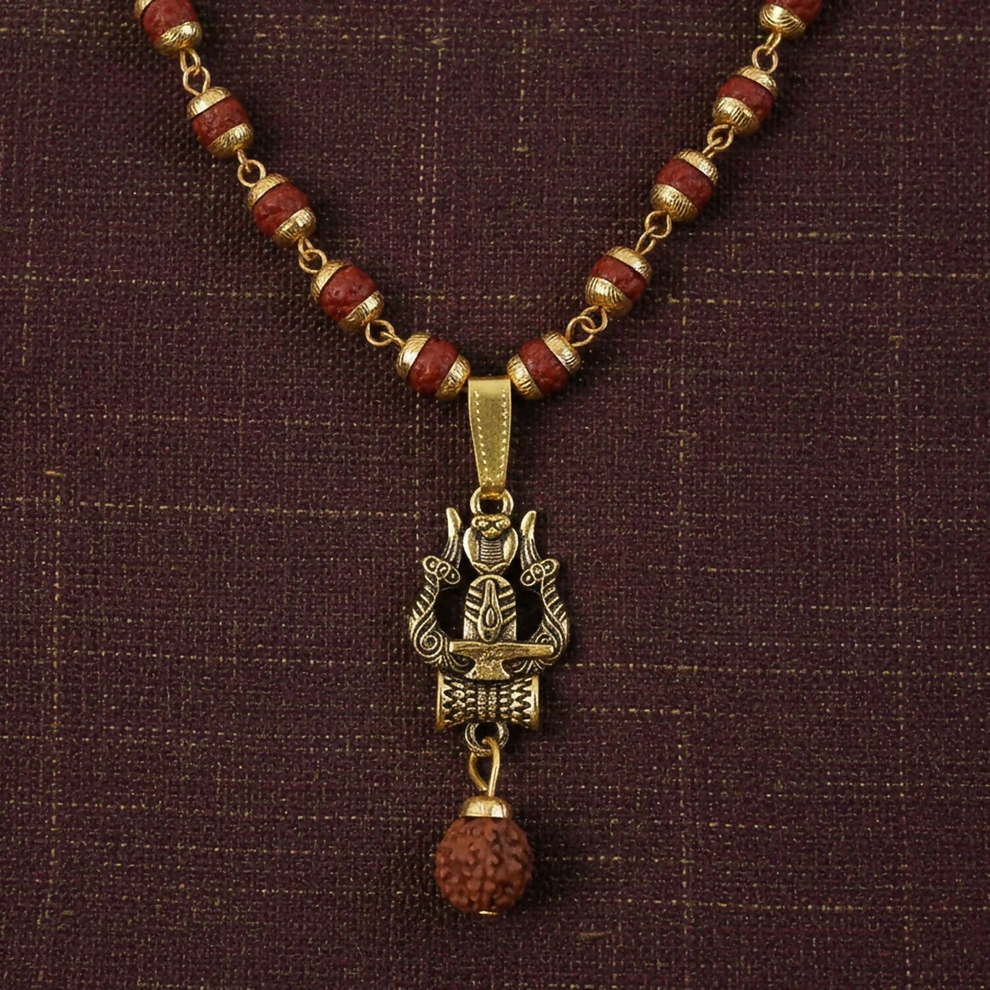 Trishul Shivling Pendant With Rudraksha Bead Necklace Combo