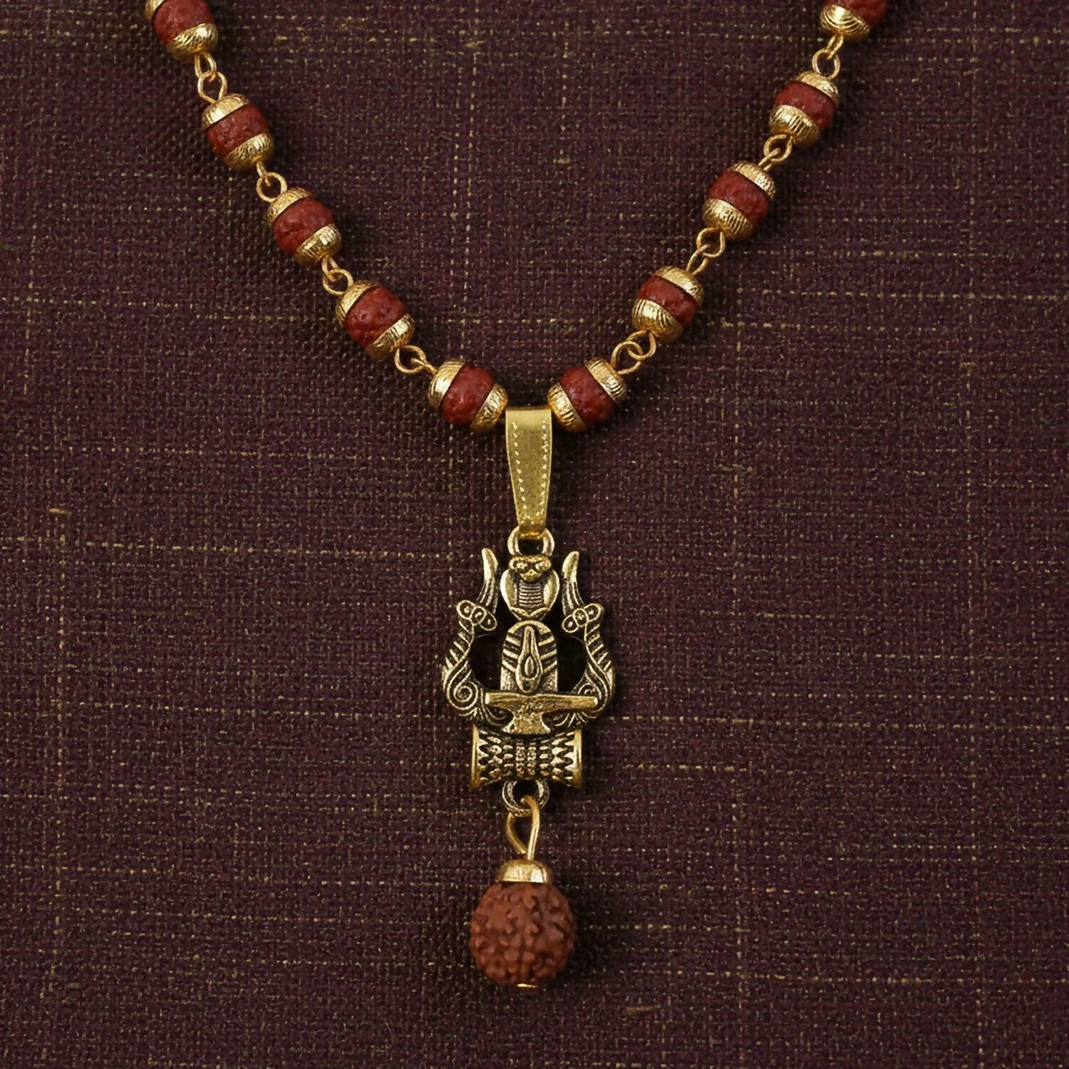 Trishul Shivling Pendant With Rudraksha Bead Necklace Combo