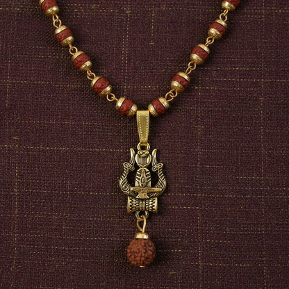 Trishul Shivling Pendant With Rudraksha Bead Necklace Combo
