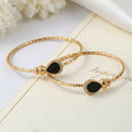 Gold Plated Black Stone Openable Kada Bracelet Pair – Elegant & Versatile