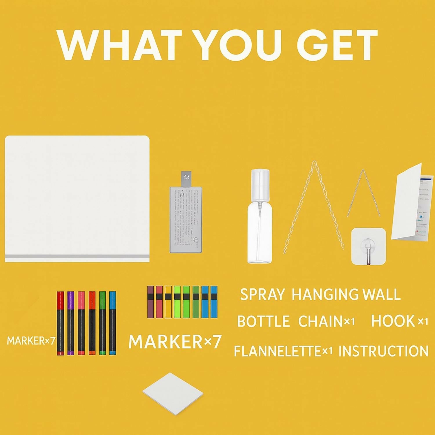 LED Message Writing Board 8x8 Inch with 6 Neon Color Markers, USB Powered Light Up Drawing Pad with Erasable Acrylic Surface for Kids, Birthday Parties, Restaurants, Cafés & Home Décor