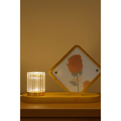 Elegant Wooden Frame Rose Night Lamp with Crystal Dome LED Light – Romantic Bedside Décor with USB Cable & Remote Control – Perfect for Bedroom, Living Room, Gifting & Ambience Lighting