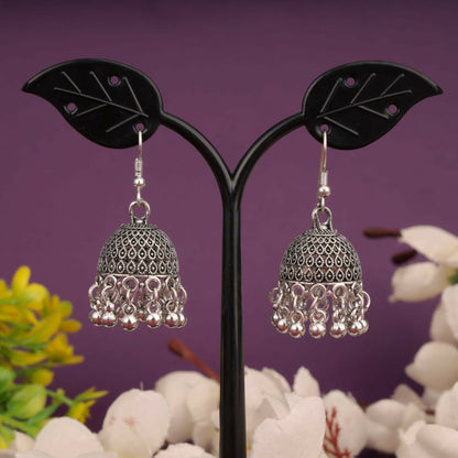 Classic Oxidised Silver Pearl & Beaded Jhumka Earrings Combo Set for Women & Girls (Set of 3)