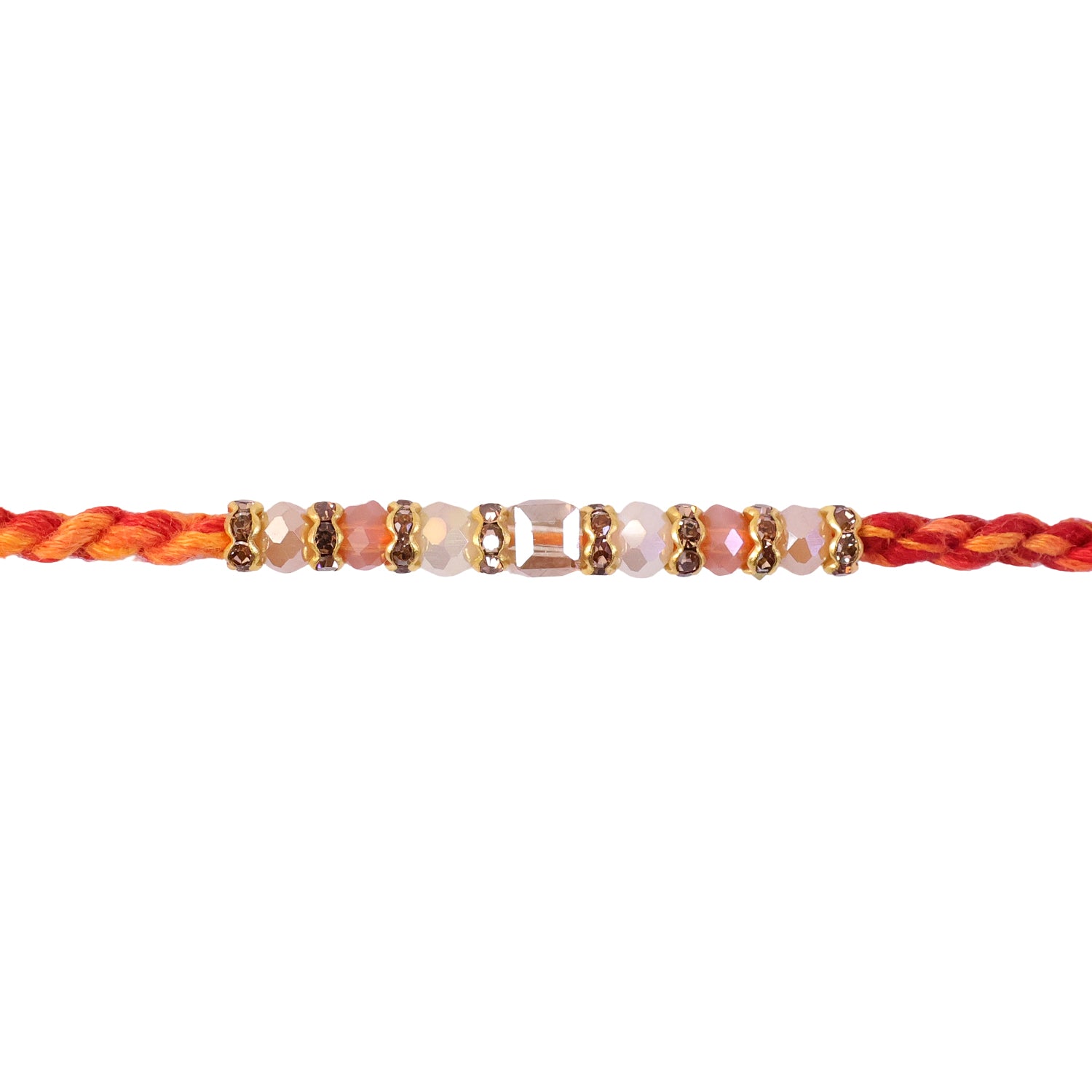 Silver Tone Designer Rakhi with Pastel Beads and Elegant Bracelet Style Finish