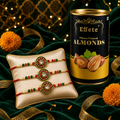 Floral Enamel Rakhi Set with Choco Almonds, Pack of 3