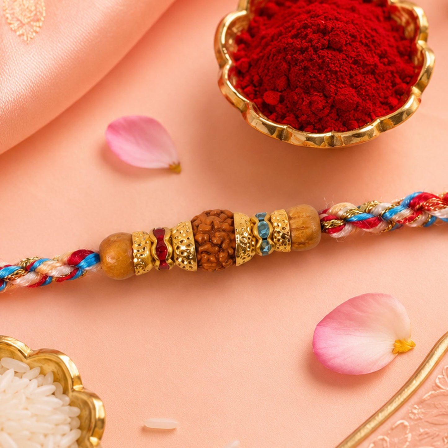 Graceful Pastel Pearl Rakhi with Fine Beads and Premium Raksha Bandhan Charm