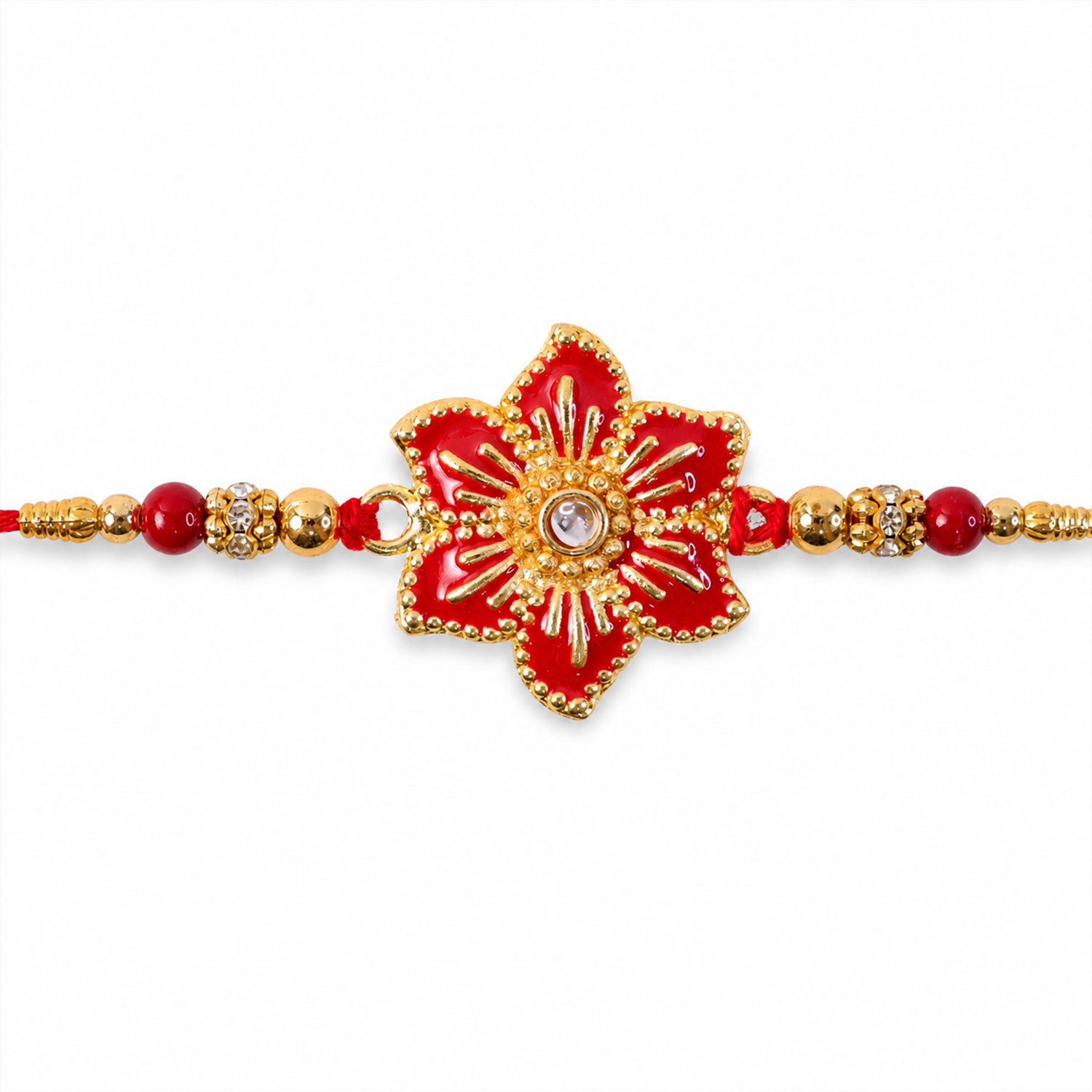 Rakhi for Brother Floral Stone Studded Traditional Design (10pcs)