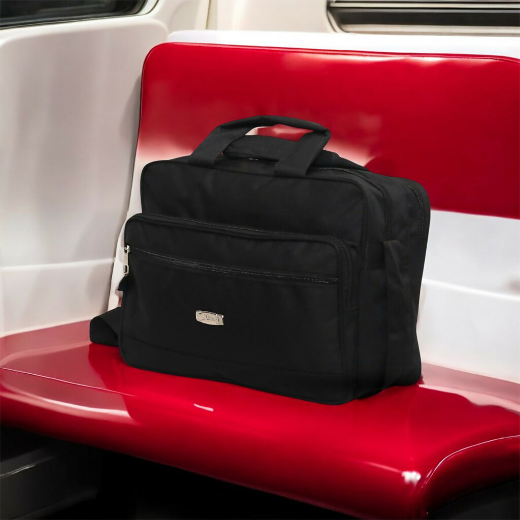 Black Laptop Bag 15.5 Inch – Water-Resistant Office Briefcase with Shoulder Strap | Multi-Compartment Business Laptop Bag for Men & Women