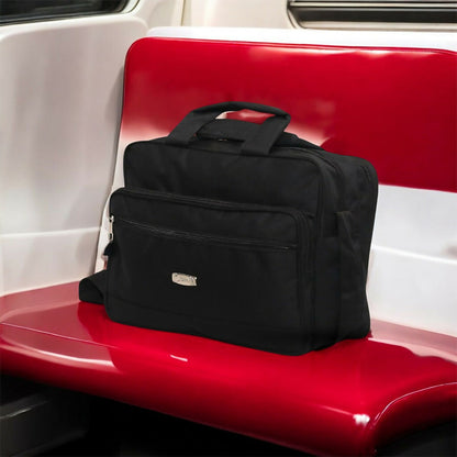 Black Laptop Bag 15.5 Inch – Water-Resistant Office Briefcase with Shoulder Strap | Multi-Compartment Business Laptop Bag for Men & Women