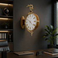 White Dial Luxury Double Sided Hanging Wall Clock with Deer Decor