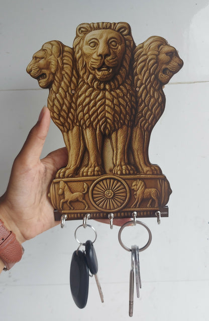 Ashoka Lion key holder with keys hanging on hooks