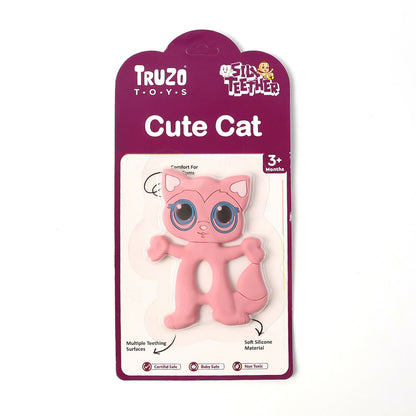 Cute Cat Baby Teether Toy for Soothing Gums with Soft Chewable Surface for Infants
