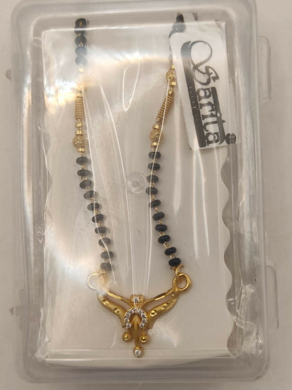 Gold Plated AD Studded Floral Mangalsutra for Women