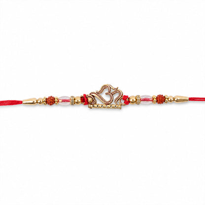 Om and Flute Pendant Rakhi with Rudraksha Beads