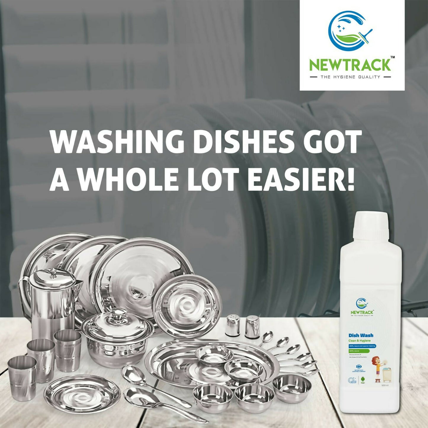 Dish Wash Liquid bottle with clear label, 500ml size