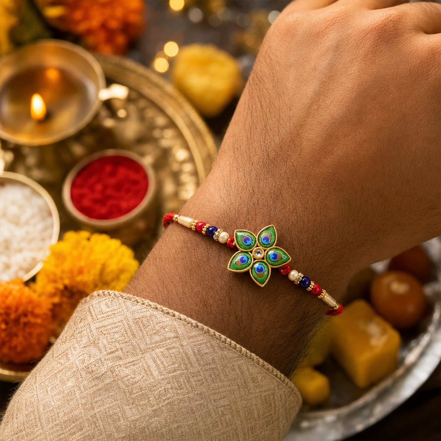 Mor Pankh Rakhi Unique Star-Shaped Peacock Design for Raksha Bandhan (10pcs)