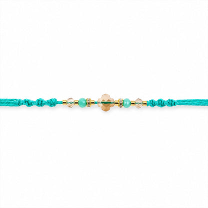 Elegant Stone Work Rakhi with Red Thread, Bead Detailing and Premium Celebration Look