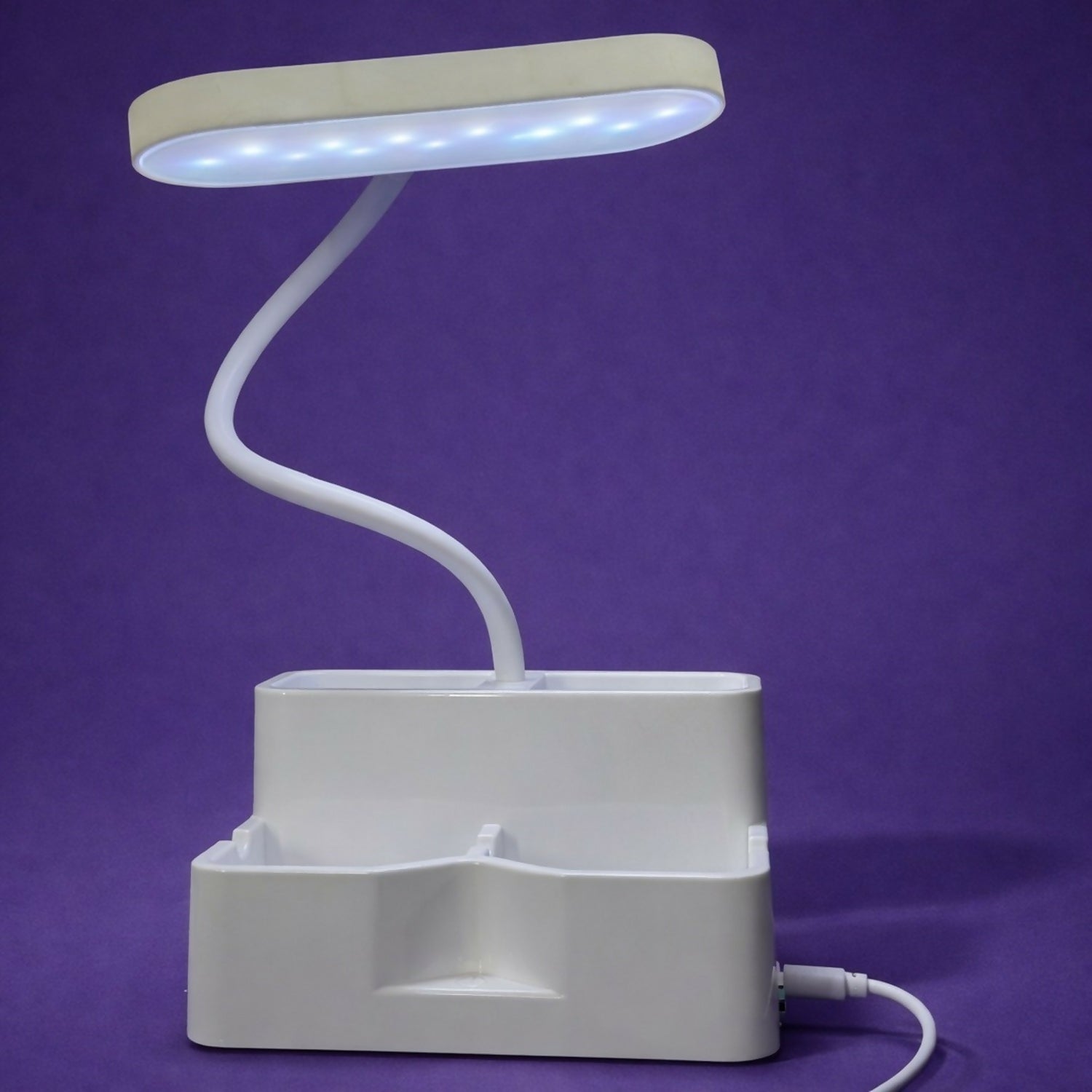 Desk lamp showing three color lighting modes