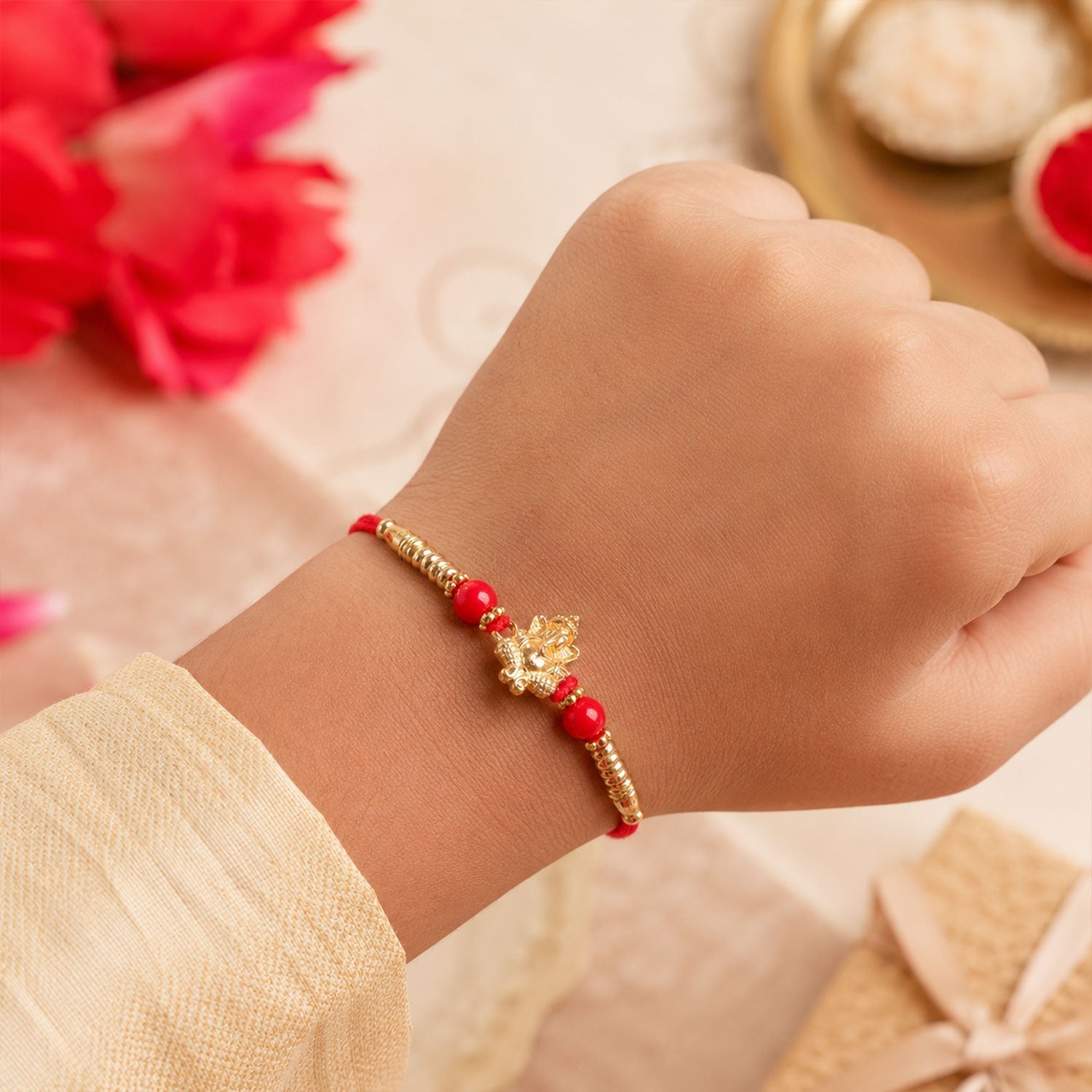 Ganesha Rakhi Traditional Charm for Brother on Raksha Bandhan (10pcs)