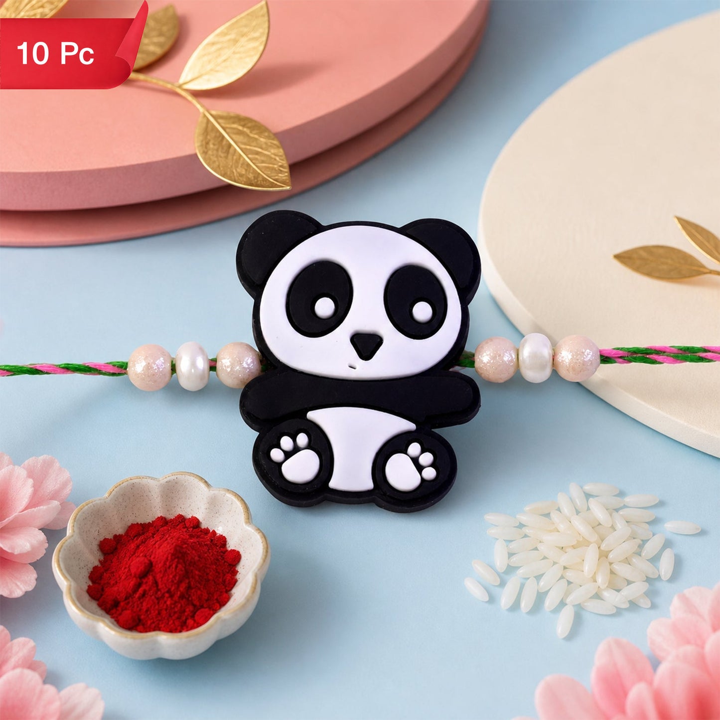 Panda Character Kids Rakhi Pearl Beaded Designer Rakhi (10pcs)