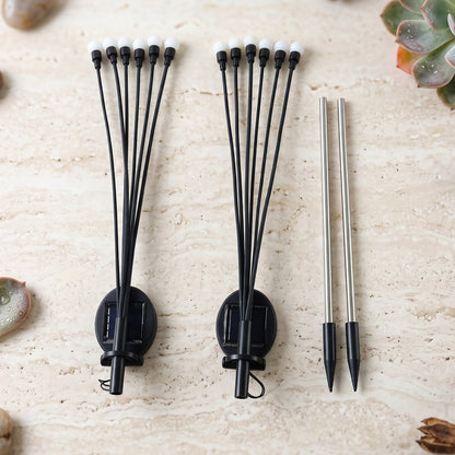 Two piece solar firefly light set with ground stakes