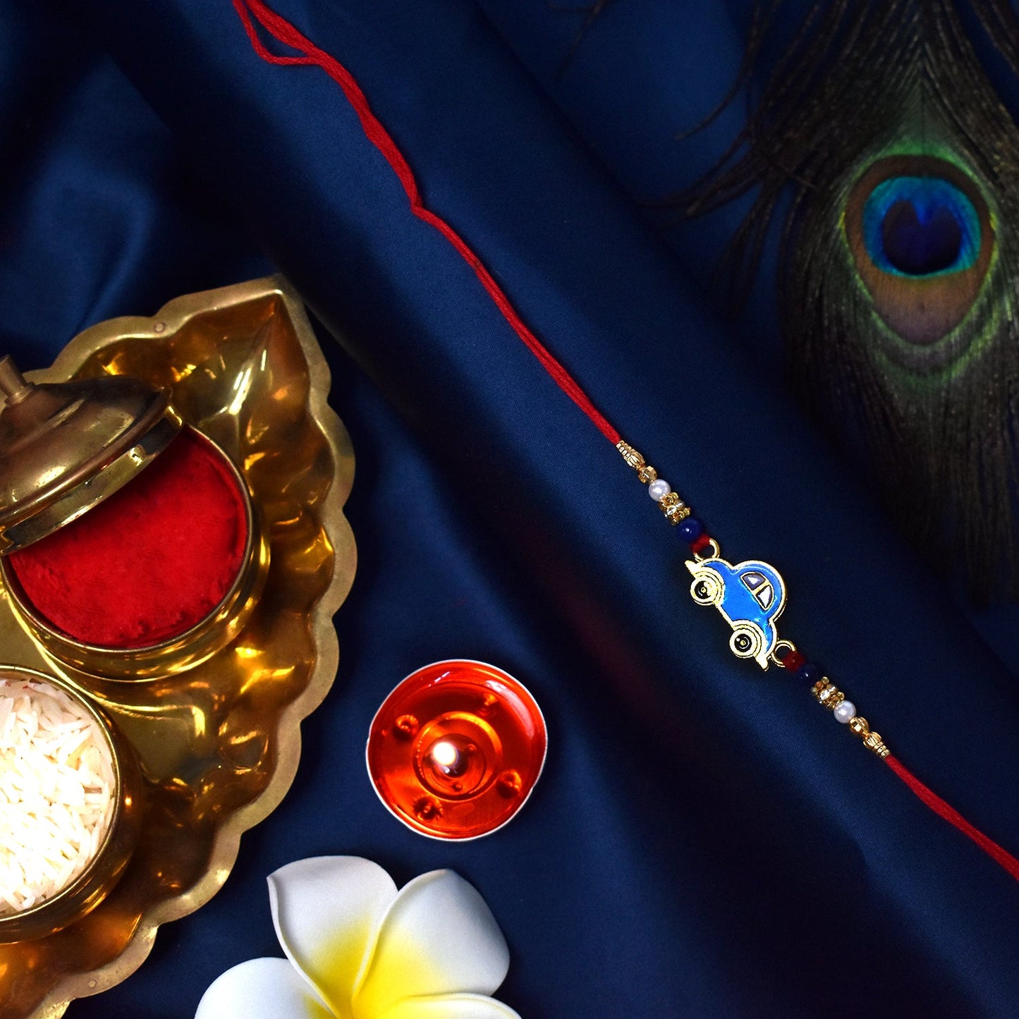 Blue Car Rakhi for Kids Playful Design for Raksha Bandhan (10pcs)