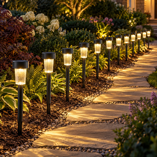 Solar LED Pathway Garden Stake Lights for Outdoor Lawn and Walkway (12 Pc Set) showcase