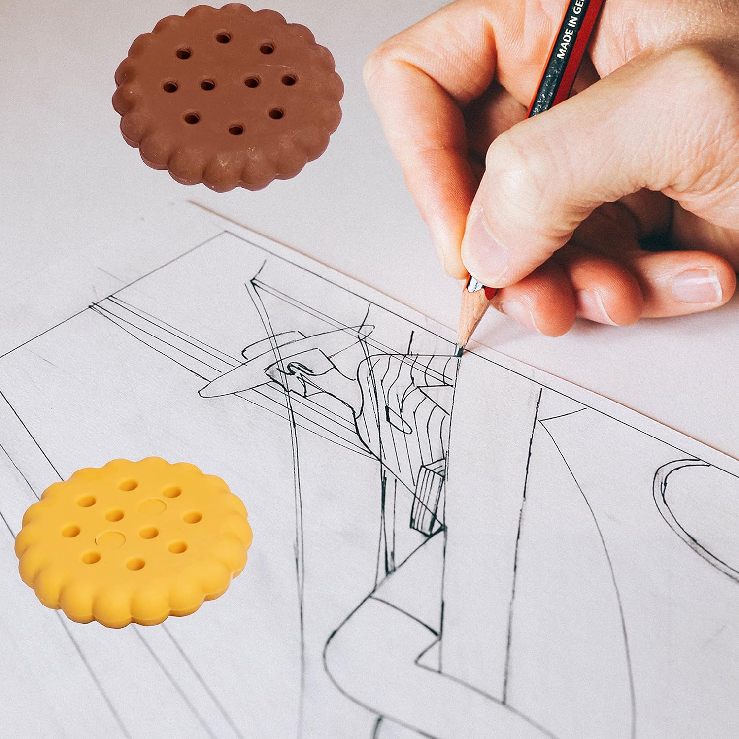 Biscuit-Shaped Erasers – Fun Rubber Stationery for Kids (6 Pcs Set)