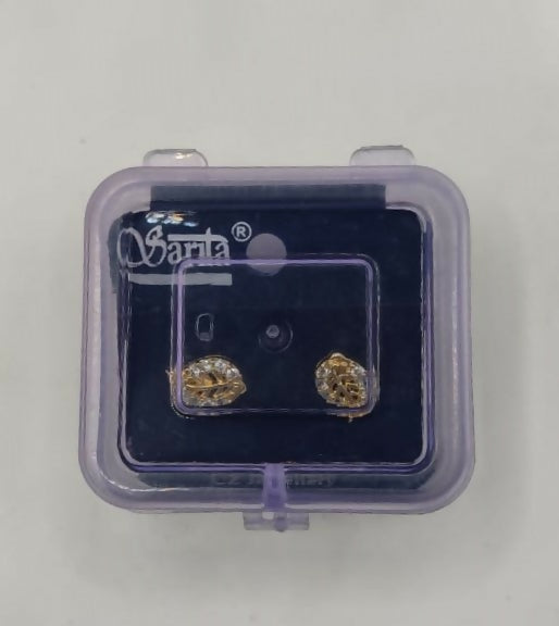 Gold-Plated Leaf Stud Earrings with AD | Nature-Inspired Jewelry for women & girls