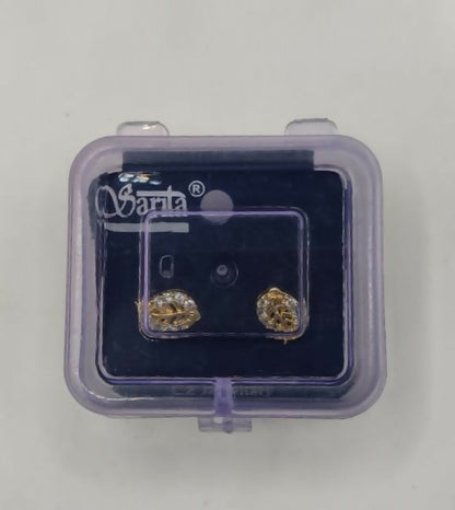 Gold-Plated Leaf Stud Earrings with AD | Nature-Inspired Jewelry for women & girls